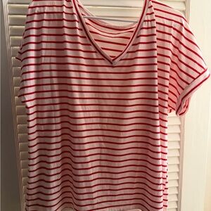 Amazon Red and White Striped Short Sleeve Tee